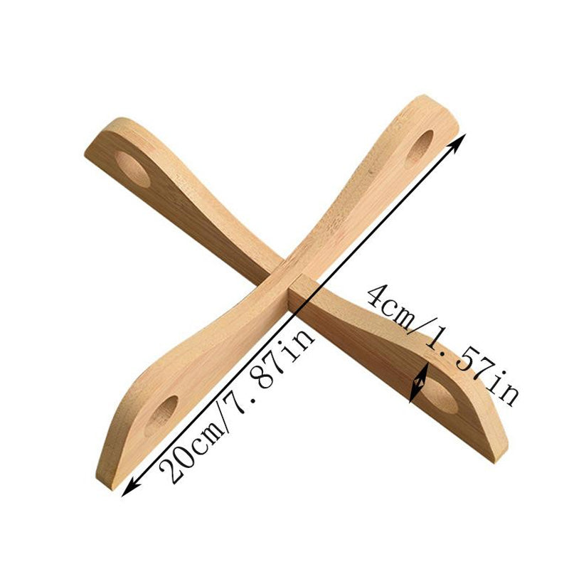 Bamboo Cross Pot Holder Stand