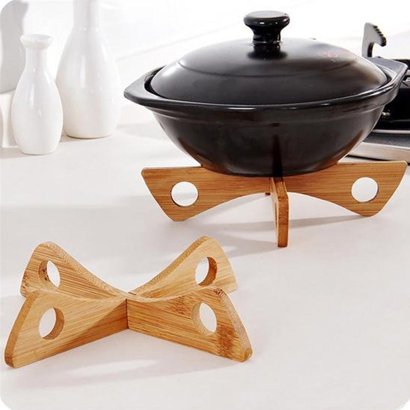 Bamboo Cross Pot Holder Stand