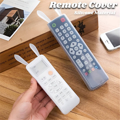 Silicon Rabbit RC Cover, Universal Home TV Remote Control Cover, Transparent Noctilucent Cover, Waterproof Clear Protector Skin Pouch Bag, Dust-proof Anti-fall Rabbit Ear Protective Case